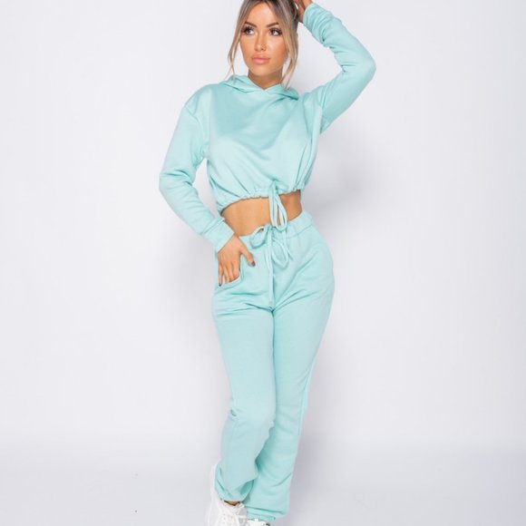 Hooded Crop Top & Jogger Pants Joggers 2 Piece Set - Picture 2 of 8